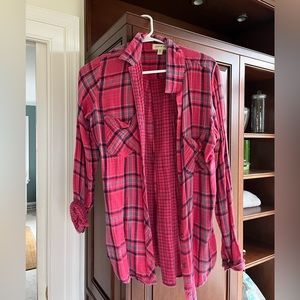 Plaid SOFT Cloth and Stone (Anthropologie Button up size small